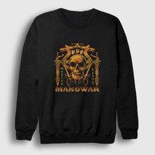 Presmono Unisex Siyah God Of Fire Manowar Sweatshirt