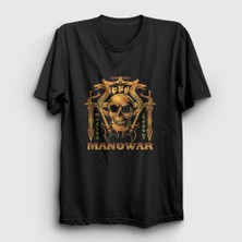 Presmono Unisex Siyah God Of Fire Manowar T-Shirt