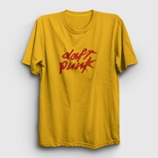 Presmono Unisex Sarı Logo Daft Punk T-Shirt