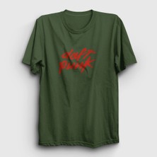 Presmono Unisex Haki Logo Daft Punk T-Shirt