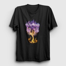 Presmono Unisex Siyah Phoenix Rising Deep Purple T-Shirt