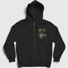 Presmono Unisex Siyah Seek and Destroy Metallica Fermuarlı Kapüşonlu Sweatshirt