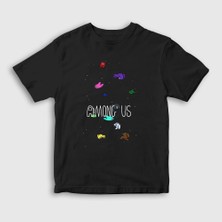 Presmono Unisex Çocuk Siyah Space Among Us T-Shirt