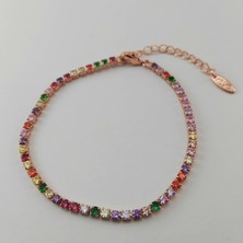 Modamugo Renkli Zirkon Taşlı Suyolu Halhal - Rose