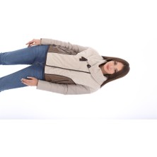 Franko Armondi Kadın Deri Kışlık Spor Kapşonlu Mont Bej BK-1579 - 19974 Fa3