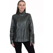 Franko Armondi Kadın Deri Klasik Ceket  Yeşil BK-1478-19750 Fa2