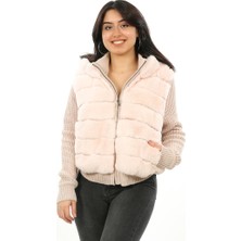 Franko Armondi Kadın Deri Spor Luxury Mont Kapşonlu Beli Lastikli Rex Triko Pembe MK-2380-19506 Fa2