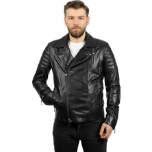 Franko Armondi Erkek Deri Spor Luxury Biker Mont  Siyah YK-1225-19114 Fa1