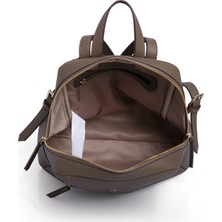 Beyaz Çanta BYZ - 222 VİZON 34X30X12cm SUNİ DERİ BAYAN SIRT ÇANTASI