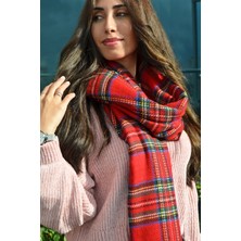 Sacce Scarves&Accessories Kırmızı Ekoseli Kışlık Omuz Şalı