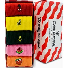 Carnaval Socks 5'lİ Nakışlı Meyveler Renkli Çorap Kutusu