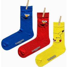 Carnaval Socks 3'lü Kurabiye Canavarı Desenli Renkli Çorap