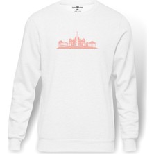 Tshirthane Silhouette Rome Baskılı Beyaz Erkek Örme Sweatshirt Uzun Kol