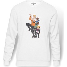 Tshirthane Anime Naruto Boku Dake Ga İnai Baskılı Beyaz Erkek Örme Sweatshirt Uzun Kol
