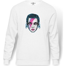 Tshirthane Stranger Things The Bitchin Baskılı Beyaz Erkek Örme Sweatshirt Uzun Kol