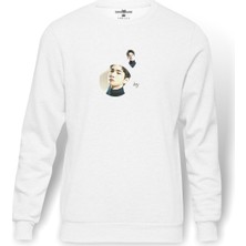 Tshirthane K Pop Key Shinee Baskılı Beyaz Erkek Örme Sweatshirt Uzun Kol