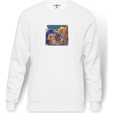 Tshirthane Led Zeppelın Group 2 Metal Rock Baskılı Beyaz Erkek Örme Sweatshirt Uzun Kol