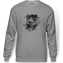 Tshirthane My O My Baskılı Gri Erkek Örme Sweatshirt Uzun Kol