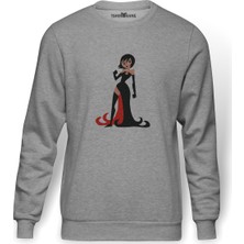 Tshirthane Samurai Jack Baskılı Gri Erkek Örme Sweatshirt Uzun Kol