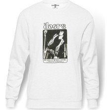 Tshirthane The Doors Live Hollywood Bowl Baskılı Beyaz Erkek Örme Sweatshirt Uzun Kol