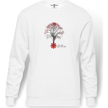 Tshirthane Red Hot Chili Peppers  Baskılı Beyaz Erkek Örme Sweatshirt Uzun Kol