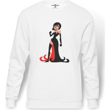 Tshirthane Samurai Jack Baskılı Beyaz Erkek Örme Sweatshirt Uzun Kol