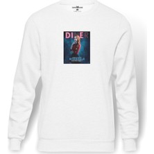 Tshirthane Riverdale Cheryl Blossom  Baskılı Beyaz Erkek Örme Sweatshirt Uzun Kol