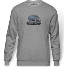 Tshirthane Subaru Wrx Baskılı Gri Erkek Örme Sweatshirt Uzun Kol
