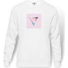 Tshirthane Seventeen Icon Edıts K Pop Amino Baskılı Beyaz Erkek Örme Sweatshirt Uzun Kol