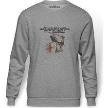 Tshirthane Chivalry 3 Baskılı Gri Erkek Örme Sweatshirt Uzun Kol