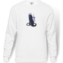 Tshirthane Wolf Cool Anime Cool Wolf Metal Baskılı Beyaz Erkek Örme Sweatshirt Uzun Kol