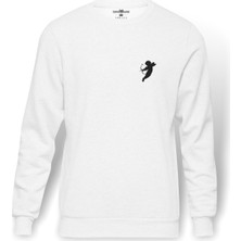 Tshirthane Yay Burcu   Baskılı Beyaz Erkek Örme Sweatshirt Uzun Kol