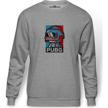 Tshirthane Pubg Renkli Adam Baskılı Gri Erkek Örme Sweatshirt Uzun Kol