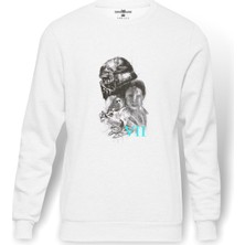 Tshirthane Wars Vıı Anakin Skywalker Baskılı Beyaz Erkek Örme Sweatshirt Uzun Kol