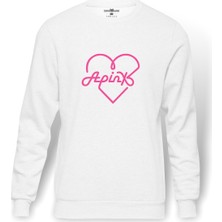 Tshirthane Apinx Logosu K Pop Korece Music Baskılı Beyaz Erkek Örme Sweatshirt Uzun Kol