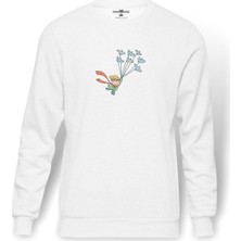 Tshirthane Karikatür Karakter Çizimi Küçük Prens Post Baskılı Beyaz Erkek Örme Sweatshirt Uzun Kol