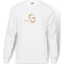 Tshirthane Katy Perry White Metal Rock Music Baskılı Beyaz Erkek Örme Sweatshirt Uzun Kol