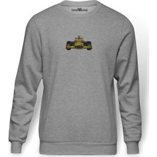 Tshirthane Race Car Clipartf1 Yariş Arabalari Baskılı Gri Erkek Örme Sweatshirt Uzun Kol
