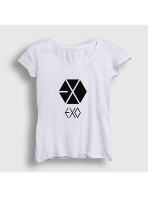 Presmono Kadın Beyaz Logo Exo T-Shirt