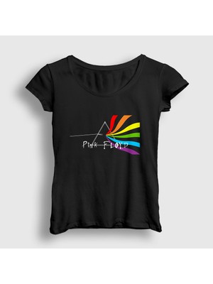 Presmono Kadın Siyah Beam Pink Floyd T-Shirt
