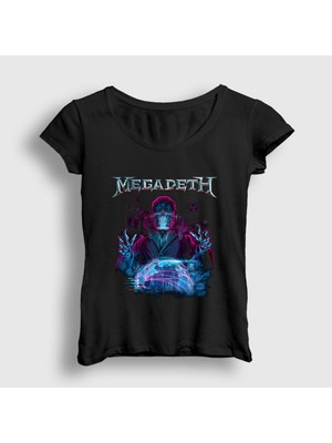 Presmono Kadın Siyah Cyber Army Megadeth T-Shirt