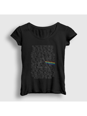 Presmono Kadın Siyah Eclipsed Pink Floyd T-Shirt