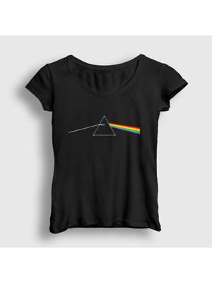 Presmono Kadın Siyah Logo Pink Floyd T-Shirt