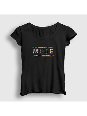 Presmono Kadın Siyah Logo V2 Muse T-Shirt