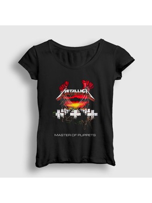 Presmono Kadın Siyah Master Of Puppets Metallica T-Shirt