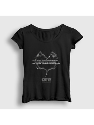 Presmono Kadın Siyah Never Own Me Muse T-Shirt