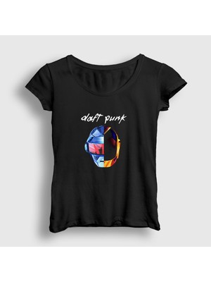 Presmono Kadın Siyah Random Daft Punk T-Shirt
