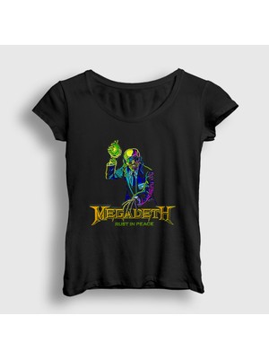 Presmono Kadın Siyah Rust In Peace Megadeth T-Shirt