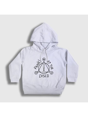 Presmono Unisex Çocuk Beyaz Logo V2 Panic! at the Disco Kapüşonlu Sweatshirt