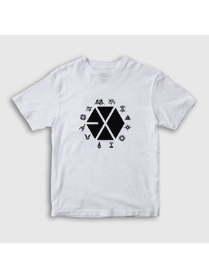 Presmono Unisex Çocuk Beyaz Symbols Logo Exo T-Shirt